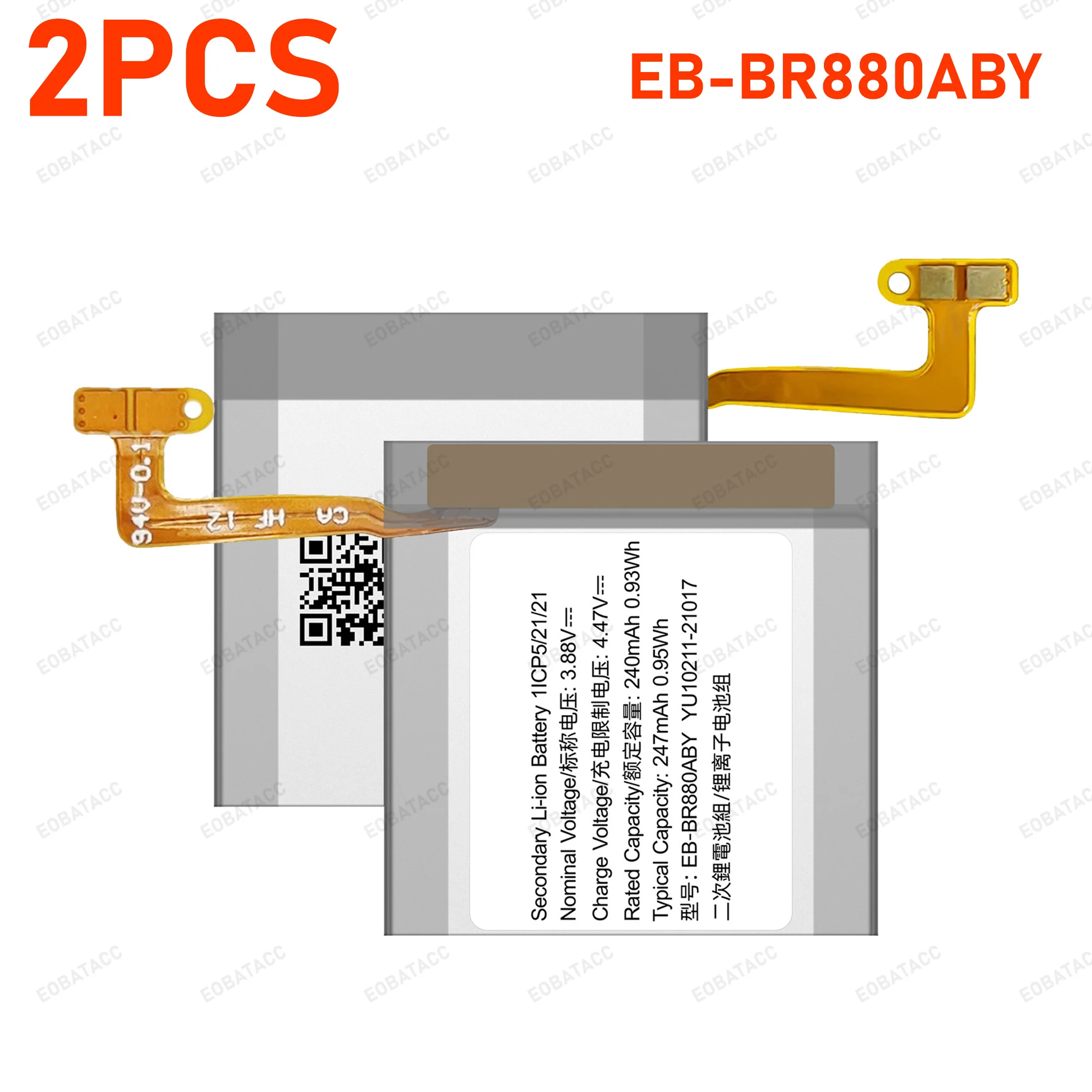 

2 шт. EB-BR880ABY 247 мАч для Galaxy Watch 4 40 мм SM-R860 R860, для Galaxy Watch 4 Classic 42 мм R880 SM-R880 R885 R885U + бесплатные инструменты