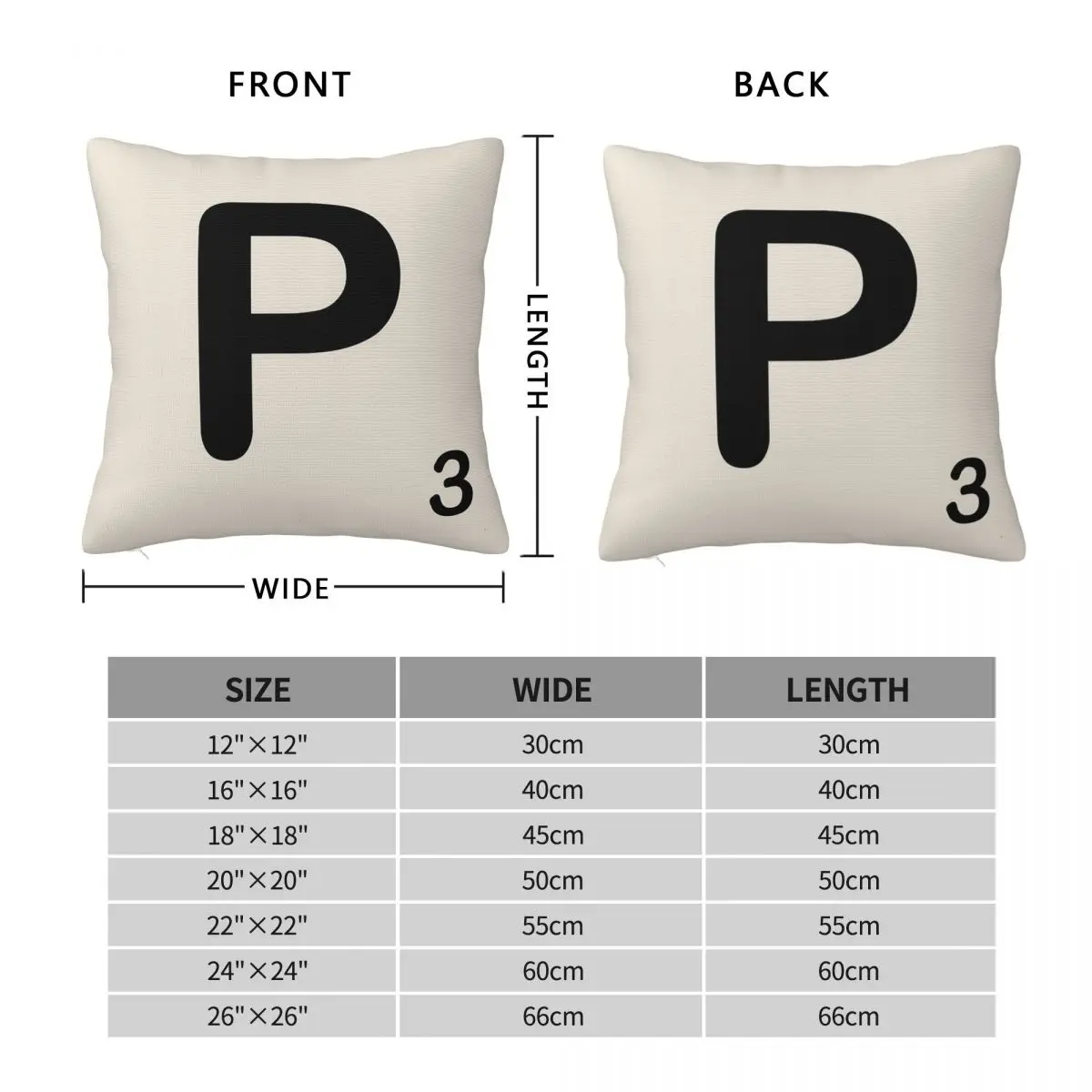 Scrabble Tile P Square Pillowcase Polyester Linen Velvet Printed Zip Decorative Pillow Case Bed