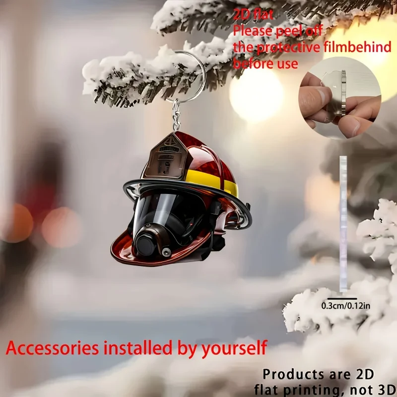 2D Flat Acrylic Firefighter Keychain, Easter Themed Creative Pendant, Perfect Gift for Home Holiday Decor & Birthday Party