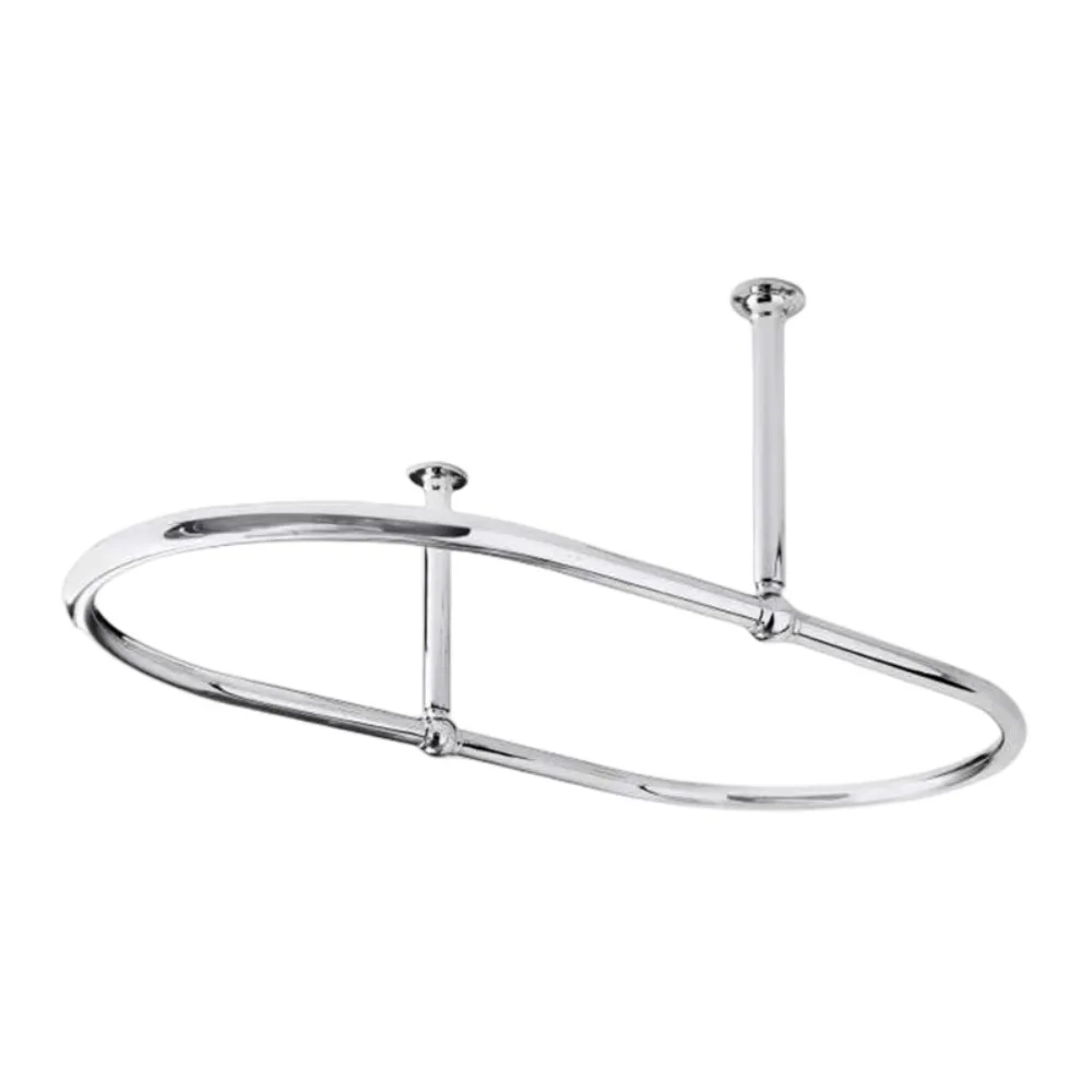 Stainless steel 304 ceiling wall oval mounted shower curtain rod mirror polished round shower curtain rod