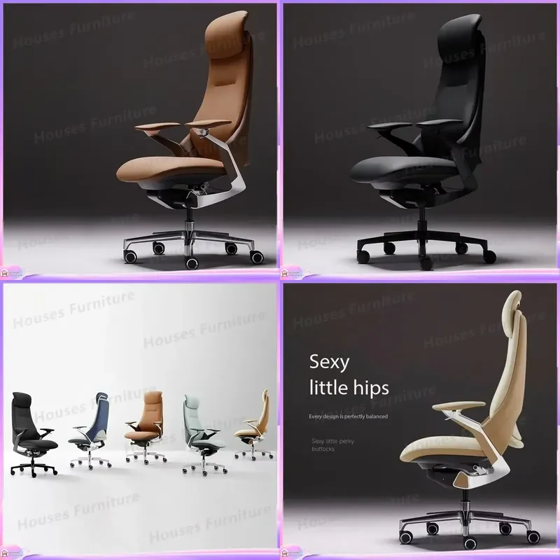 Adjustable Ergonomic Leather Executive Office Chair High Back Modern Luxury Home Desk Chair with Wheels Comfortable Swivel