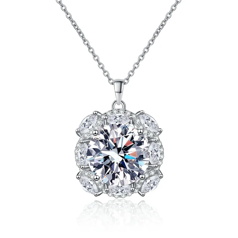 

ZFSILVER модное модное классическое серебро 925 пробы 10 карат муассанит дизайн цветок ожерелье подвески женские аксессуары ювелирные изделия подарок AZ1078-X