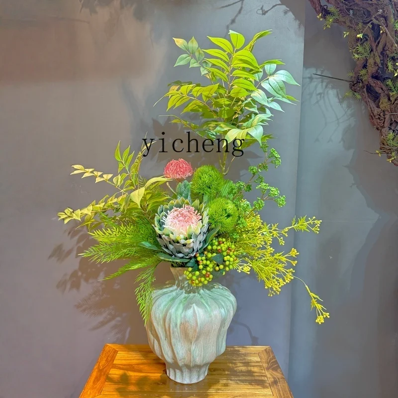 ZYA Jingjifeng Realistic High-end Bouquet Living Room Entrance Decoration Floral Art Vintage Style Flower Arrangement Set