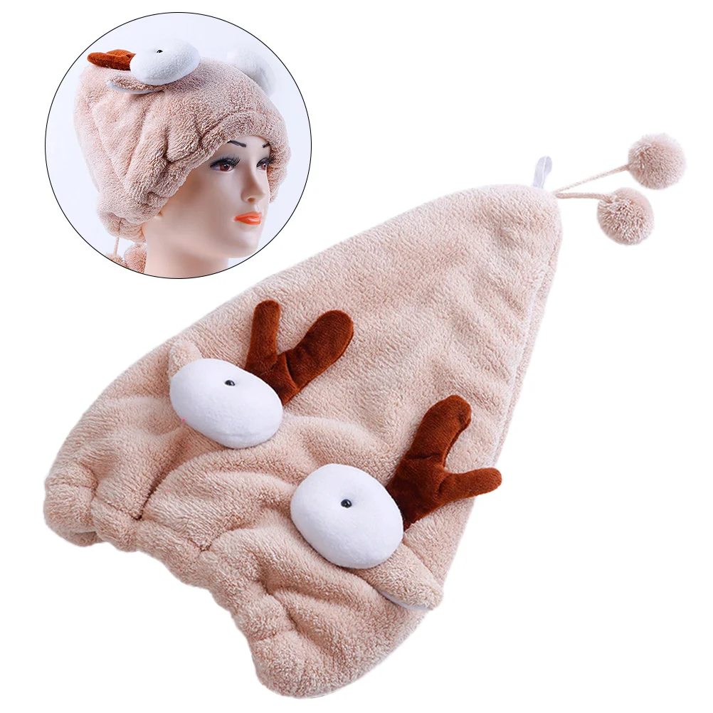

Hair Drying Cap Grey Antler Print Fast Dry Water Absorption Cap Comfortable Reusable Shower Hat for Adults