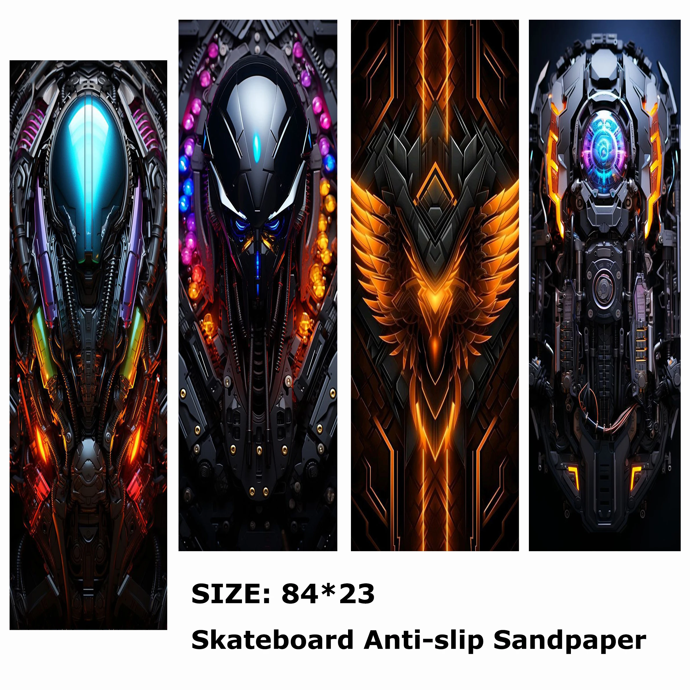 

Personalized mecha warrior pattern electric scooter anti-slip sticker sandpaper skateboard anti-slip tape sheet 84*23cm