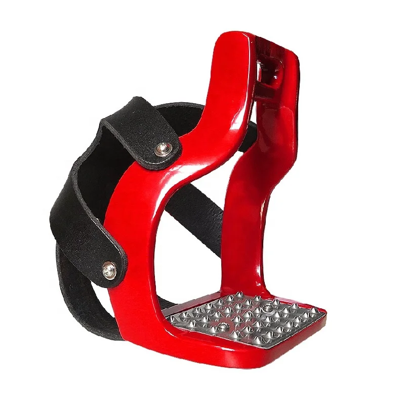 ركاب الفروسية من الألومنيوم غير قابل للانزلاق، دواسة من الفولاذ المقاوم للصدأ + غطاء واقي #5