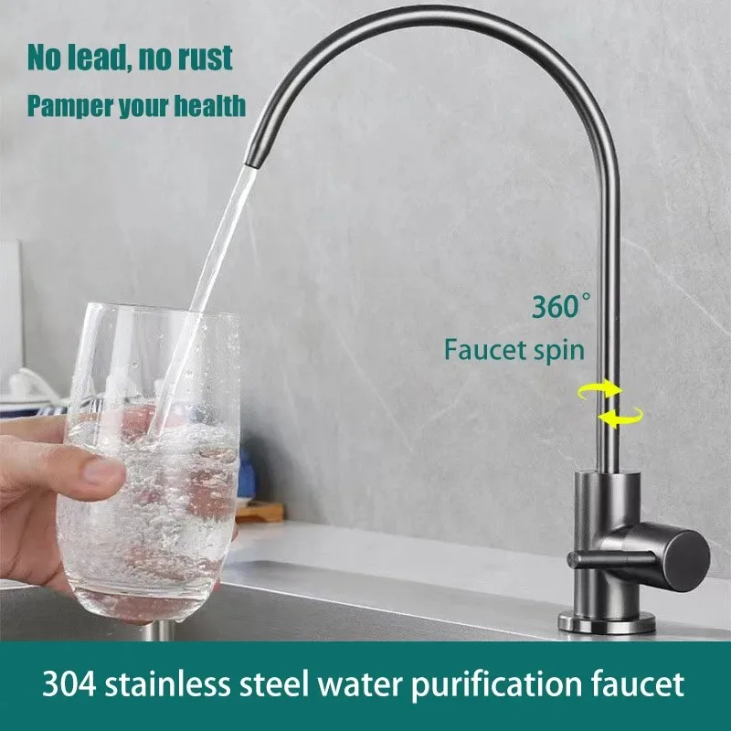 Kitchen water purifier with 2-point faucet direct drinking 304 stainless steel water purifier single cooling black sink faucet