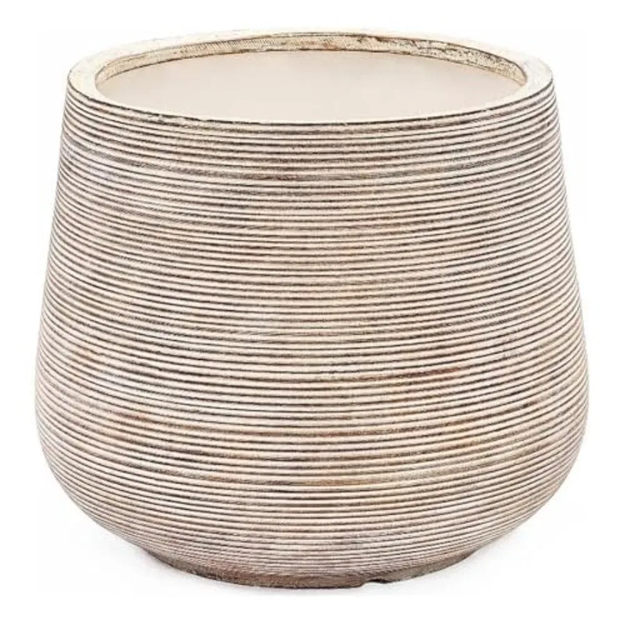 LuxenHome 17 Dia Large Round Planters with Drainage Holes Farmhouse Distressed Finish Versatile Indoor Outdoor Use for Home Gar