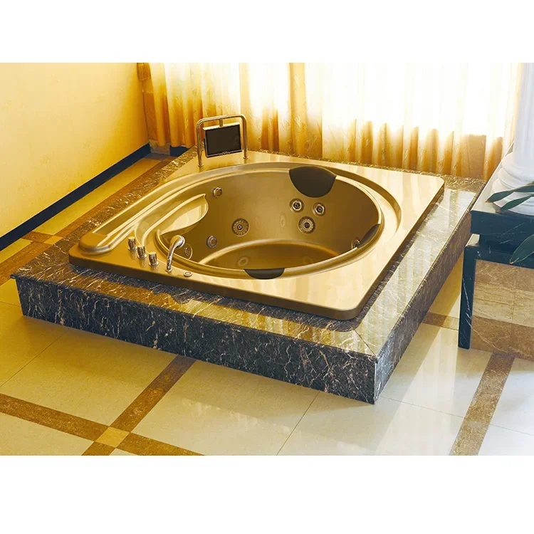 

Indoor Small Massage Led Bathroom Spa Tubs Round Drop in whirlpool Bathtub for 3 Person
