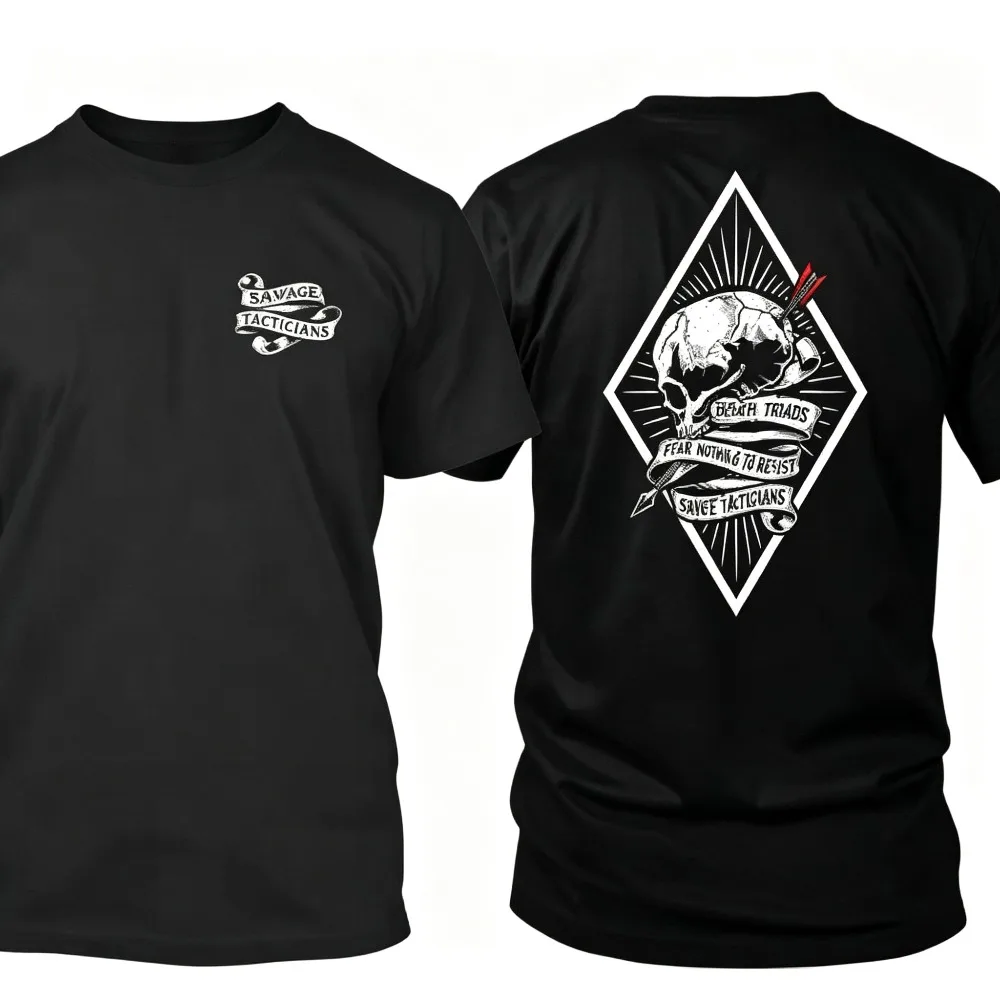 2026 New Retro Diamond Skull Back Print T-shirt, Arrow Ribbon Text Slogan Design,  Casual Street Loose Unisex Trend Tops