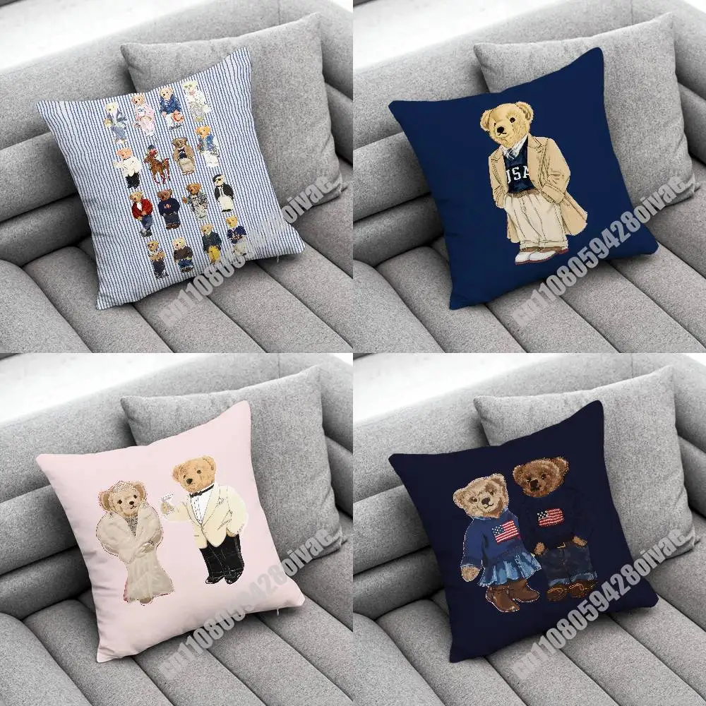 

Fashion USA America Bear Throw Pillow Case For Decoration 30cm 45x45cm Square Car Pillowcase Case