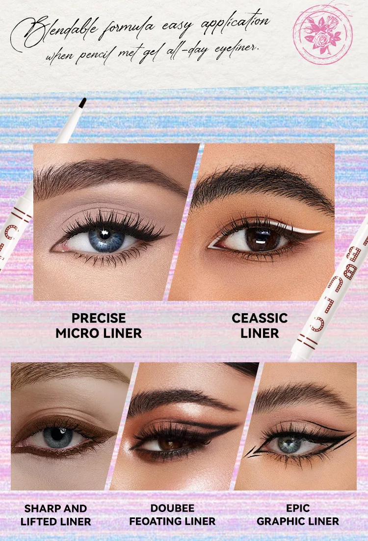 Gel-eyelinerpotloodset 4-kleuren Zwart Bruin Naakt Wit Vlekbestendig Ultraslank Natuurlijke uitstraling Dagelijkse set