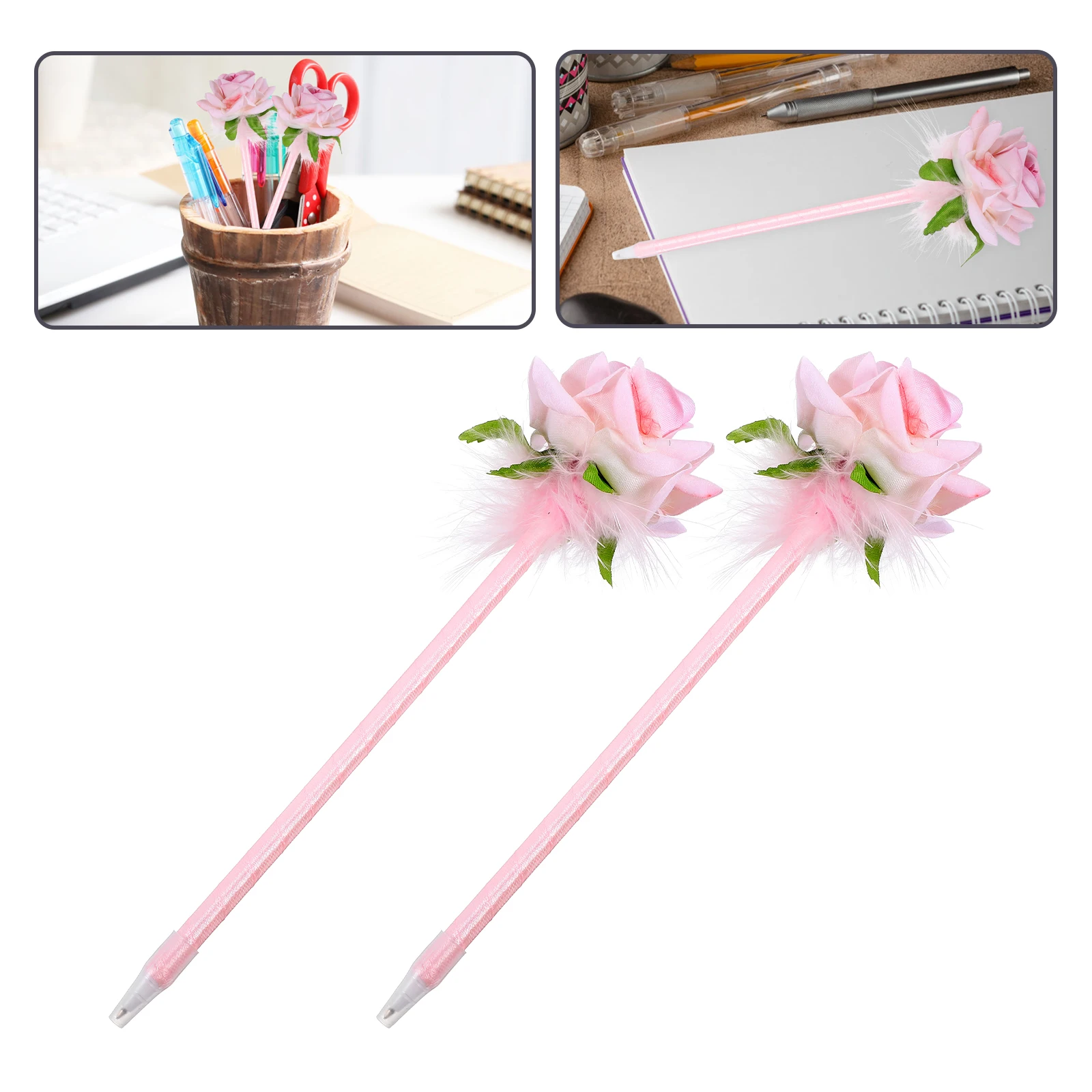 

2 Pcs Simulated Flower Ballpoint Pen Cute School Supplies Fine Pens for Teachers Ink Decorative Women Bulk