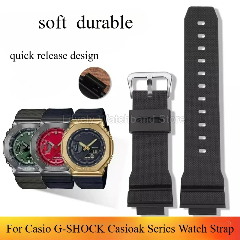 رياضي نمط الراتنج حزام ساعة اليد 16 مللي متر ل كاسيو CasiOak GM-6900 GA-2100 GA-2110 أسود أبيض أخضر أزرق الصلب مشبك خفيفة الوزن