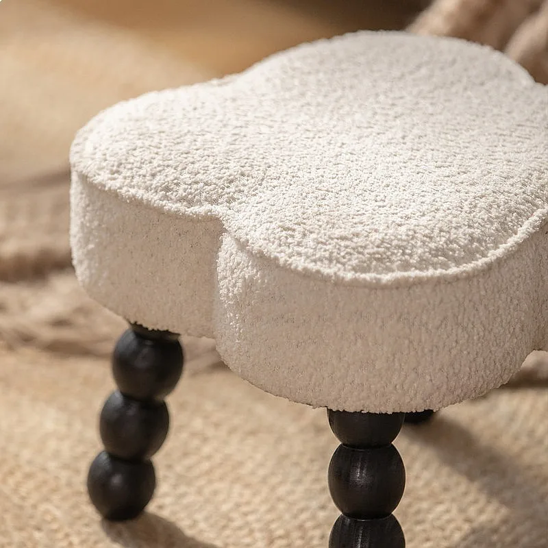 Cloud Stool Cream Ottoman Seat Kids Living Room Wabi Sabi Small Pouf Foot Rest