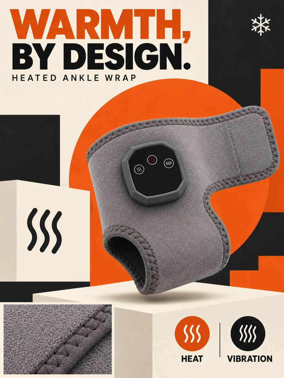 Winter Ankle Warmer for Cold Days, Wraparound Electric Massager Combining Heat and Vibration for Seated Relaxation