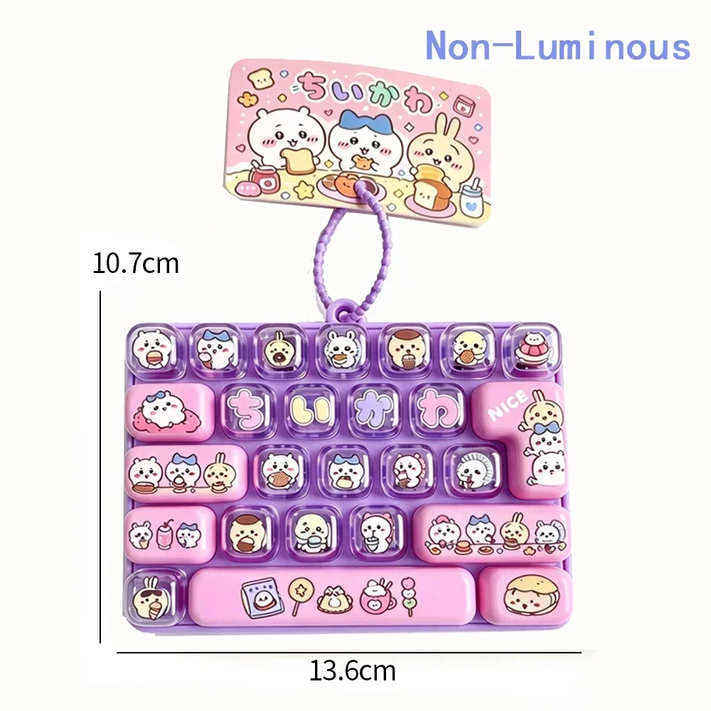 HOT Chiikawa Series 26-Key Keychain Caps Clicker 4 Keys Light Up Pendant Cute Hachiware Usagi Stress Relief Toy Bag Charm Gift