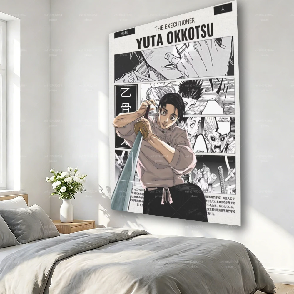 J-Jujutsu Kaisen Yuta Okkotsu Wall Tapestry - Anime Manga Art Wall Hanging for Bedroom Dorm Living Room Fan Decor