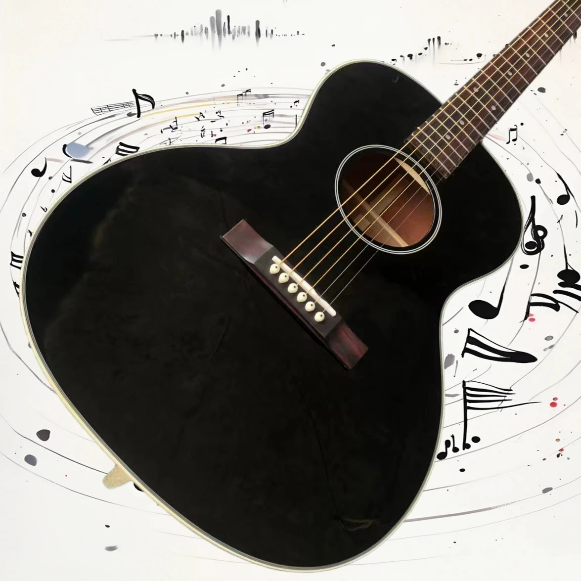 Free Shipping Gloss Black Folk Guitar L00Wood Guitar Delicate Rosette Acoustic Guitar Clear Tone Fingerstyle Collectible Present