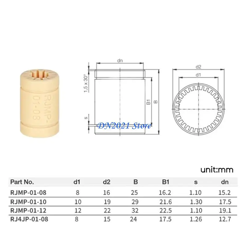 F3KE 8/10/12 مم RJMP-01 محمل خطي بلاستيكي RJ4JP-01-08 للطابعة ثلاثية الأبعاد #6