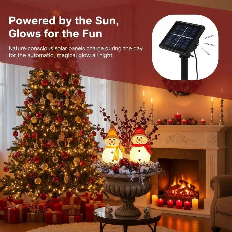 Solar Christmas Snowman Ground Stake Lights Warm LED Glow Waterproof for Garden Path Holiday Party Xmas Decor
