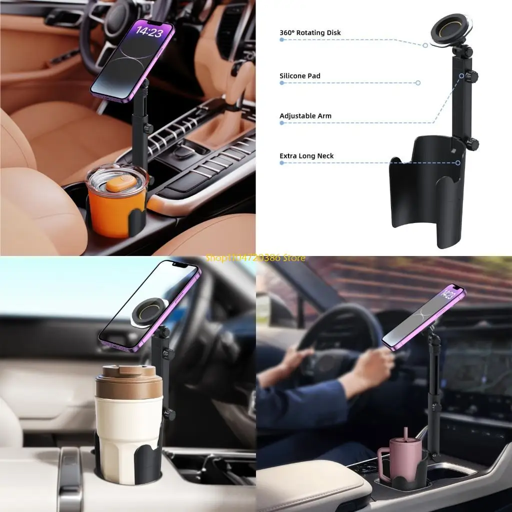 

K0EA ABS Автомобильный держатель для чашки Крепление для телефона Поворотная магнитная ручка для всех смартфонов