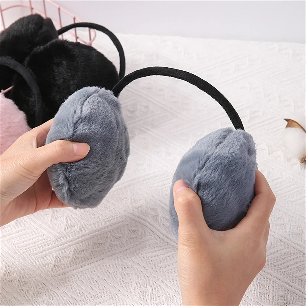 Simple Solid Color Warm Earmuffs Fashionable Plush Thickened Earmuffs For Outdoor Cold Protect Soft Warmer Earlaps Ear Covers