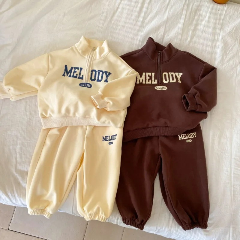 2024 Autumn Kids tracksuit Letters printed Boys turtleneck sweatshirts And Sweatpants 2Pcs suit Girls sports sets