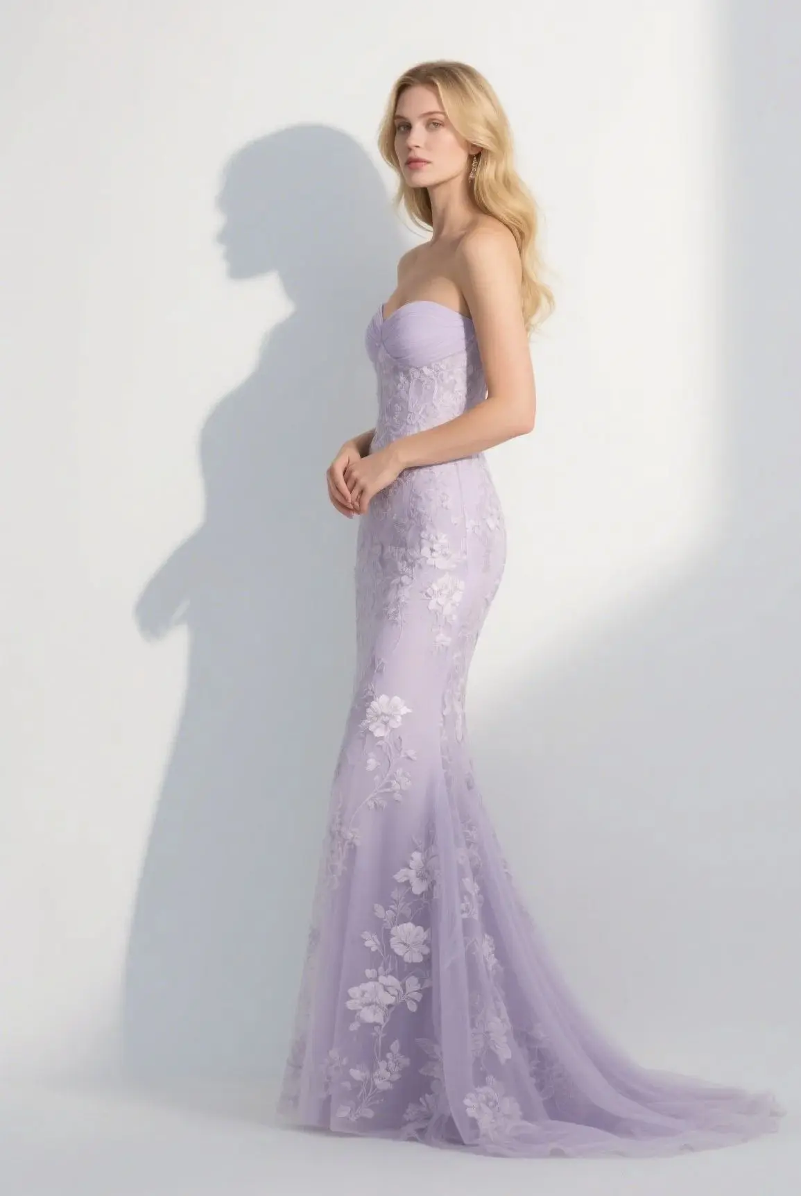 

Elegant Fashion Mermaid Evening Dress Strapless Embroidered Tulle Sweep Train Prom Gown Wedding Guest Dress 2025 free customized