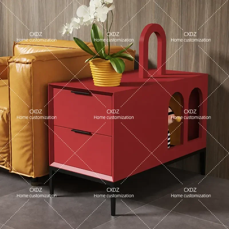 Italian Minimalist Solid Wood Side Table Nordic Light Luxury Corner Cabinet Modern Living Room Small Coffee Table with