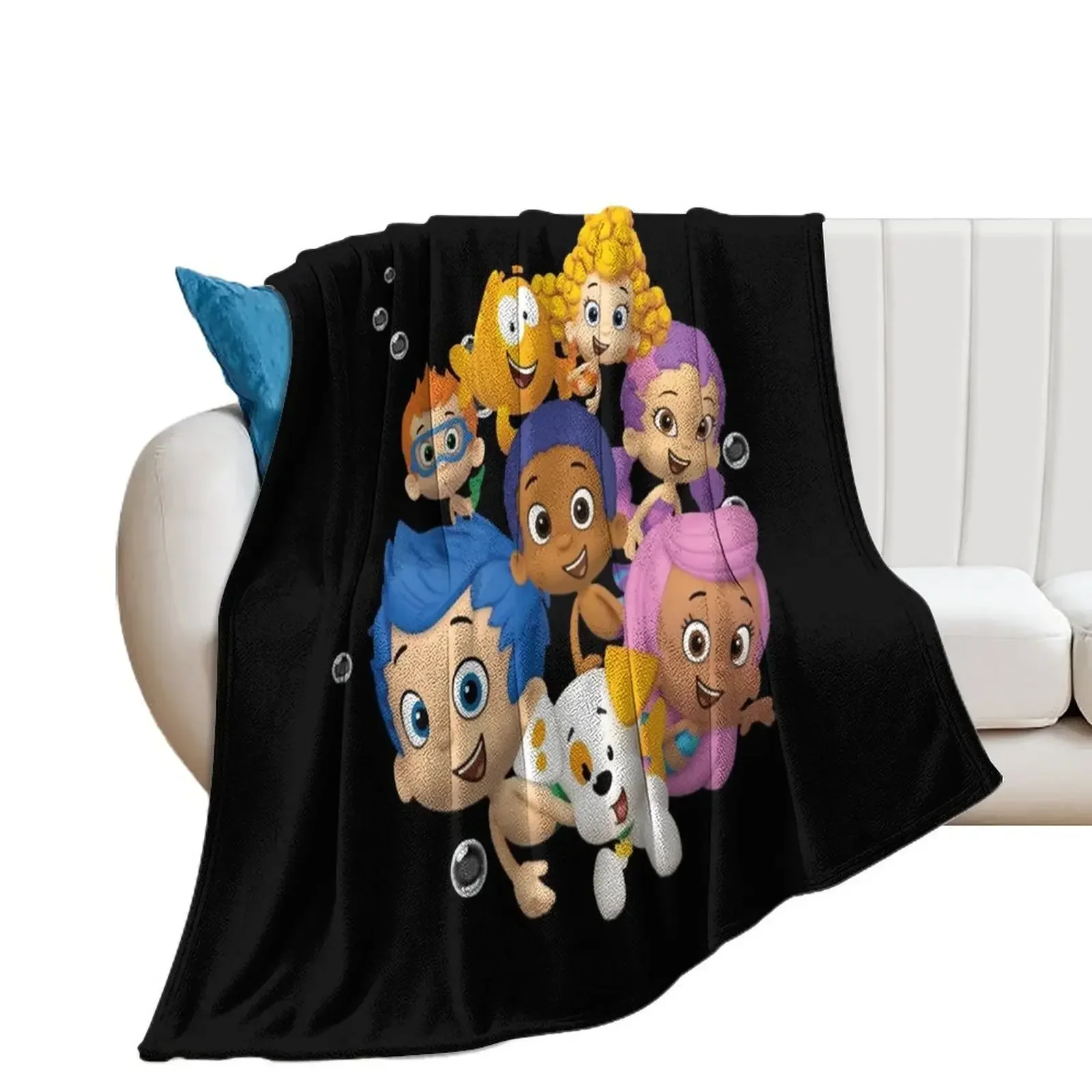 Gifts Idea For Bubble Guppies Sticker Christmas Throw Blanket Designers Sofa Throw Sofas For Sofa Thin Blankets