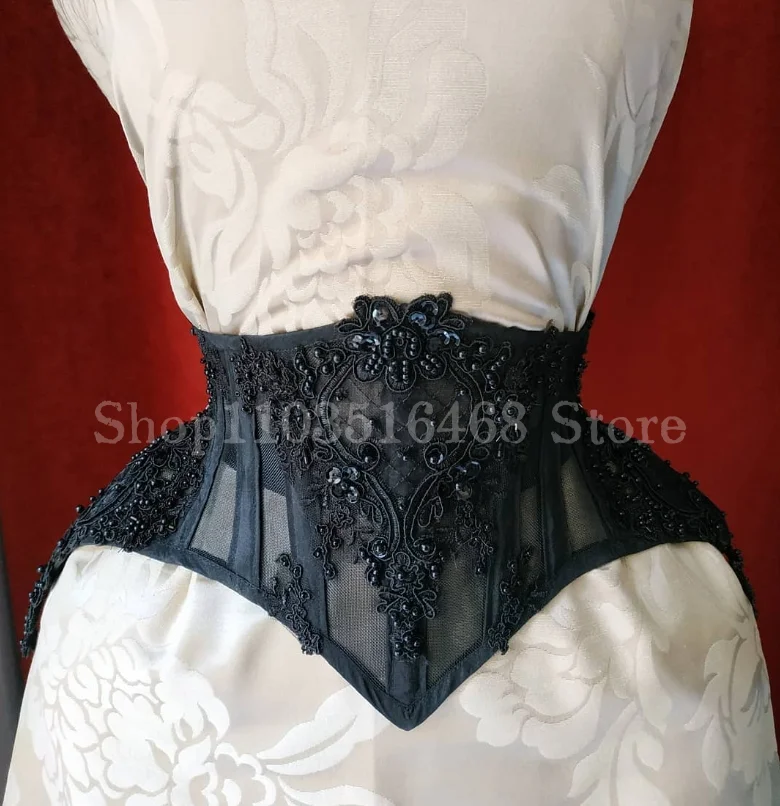 Black Gothic Corset Top Princess Corset Lace Trimmed Lingerie Plus Size Women's Corset boda accesorios fiesta cosas para bodas