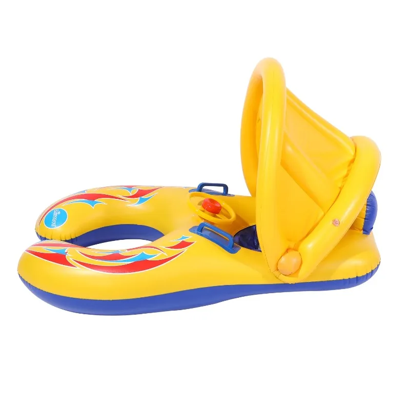 Inflatable Swimming Rings with Awning Baby Mother Safety Pool Ring Floating Baby Seat Baby Swimming Ring Child Swimming Circle