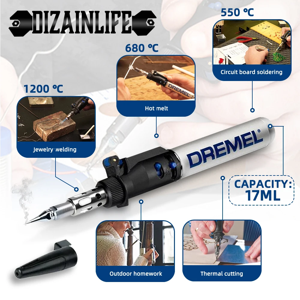 Dremel Multi-Function Butane Flame Torch Mini Welder for Wood Burning Leather Crafting Stencil Cutting Cordless Soldering