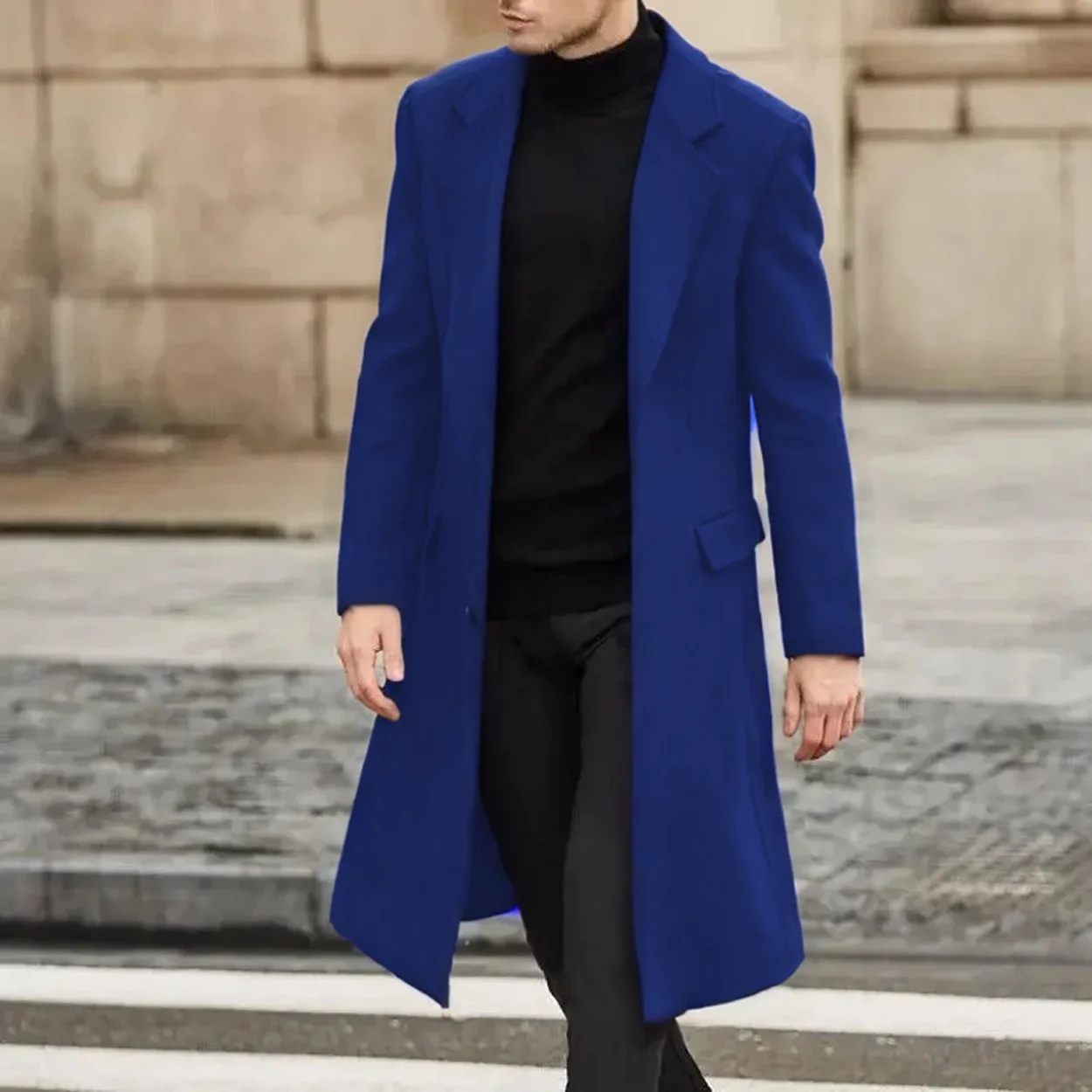 

Men's British Style Double-Breasted Wool Coat Luxury Warm Trench Business Ceremony Coat for Men