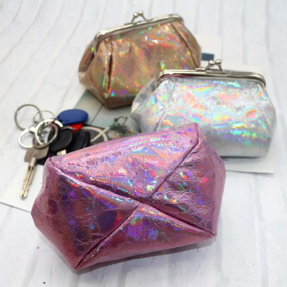 Wallet Women Fashion Purse Laser Holographic Kiss Lock Coin Card Keys Holder Wallet