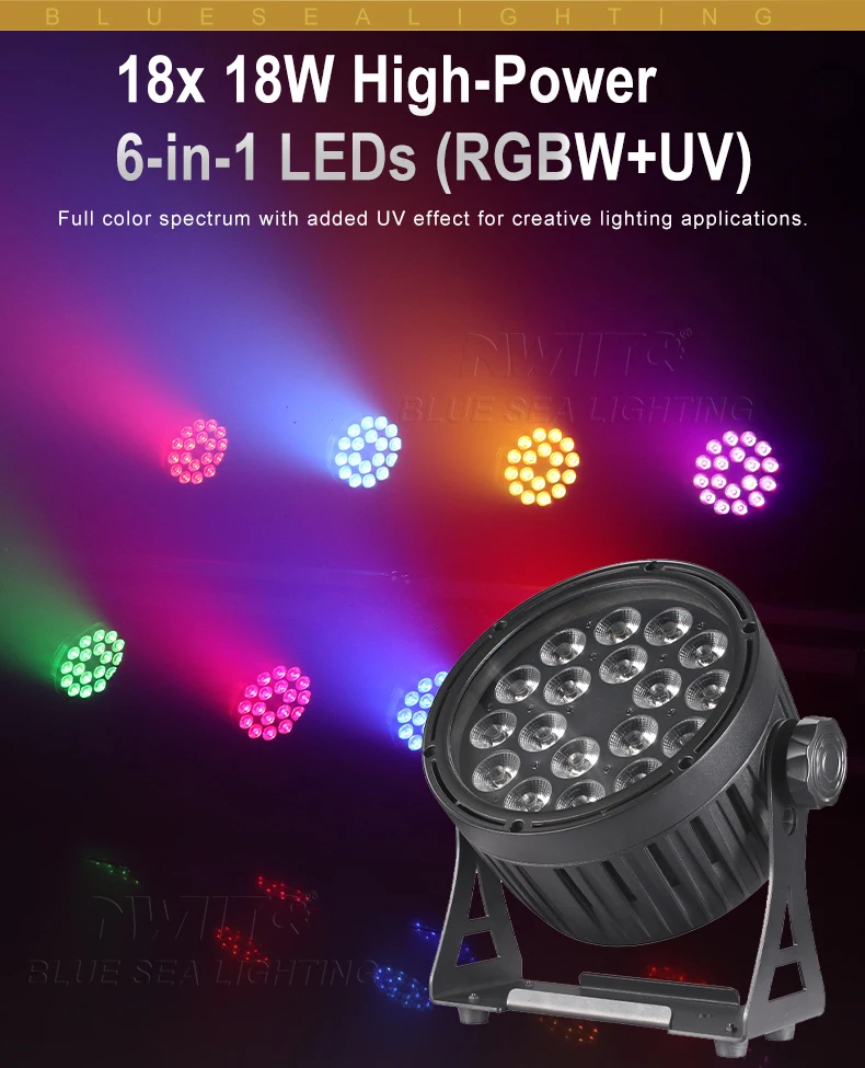 IP Waterproof 18x18W RGBWA+UV 6IN1 Touch-Screen Slim  Led Par Light Outdoor/Indoor for Wedding Club Architectural Lighting