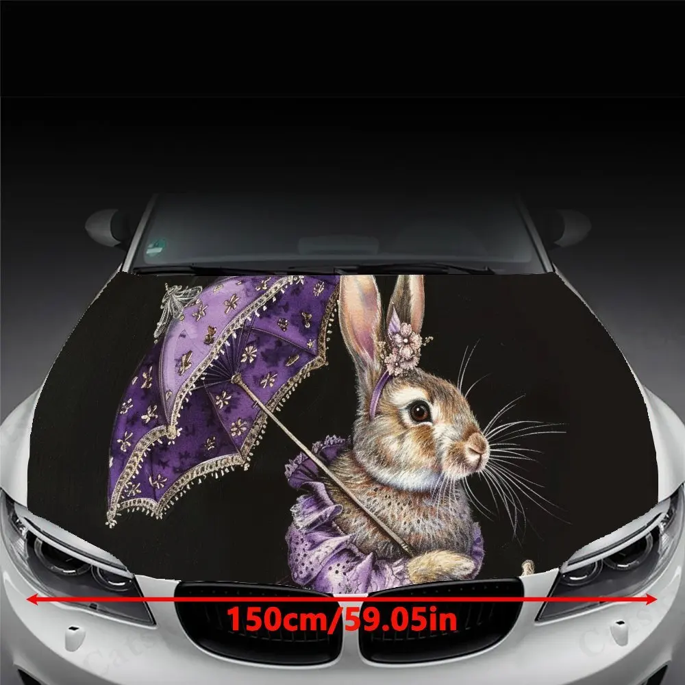 Noble Rabbit Pattern car hood stickers, waterproof self-adhesive, scratch resistant, easy to stick, durable car PVC stickers, ca