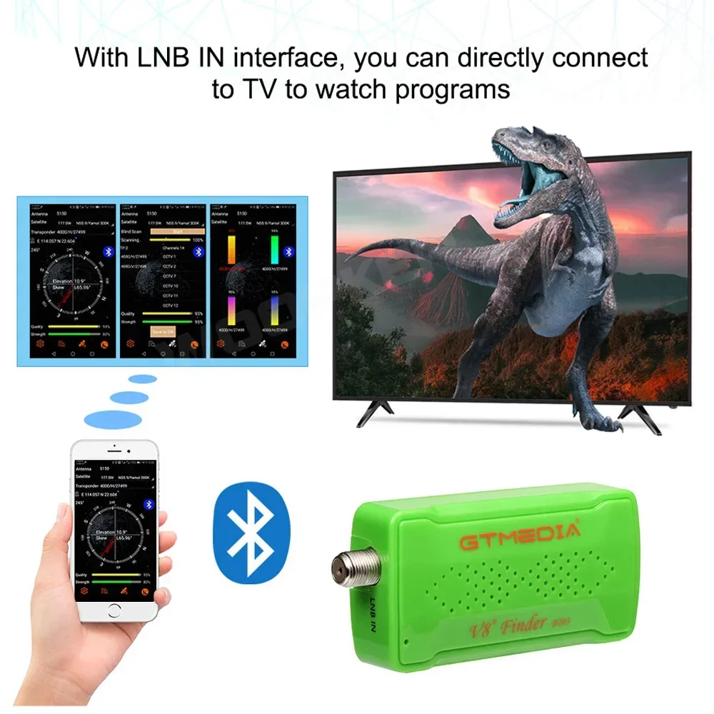 Woopker V8 sat exams vyhledávač BT03 mini mala satfinder Bluetooth digitální televizní vysílání S / dvbs2 digitální signál satelit přijímač pro TV tunery