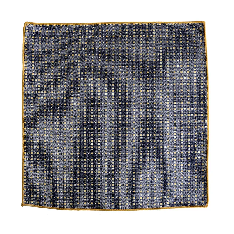 High Brand Silk Kandkerchief Men Orange Yellow Dot Plaid Pocket Square Fit Formal Party Pocket Square Handkerchiefs Suit Hanky