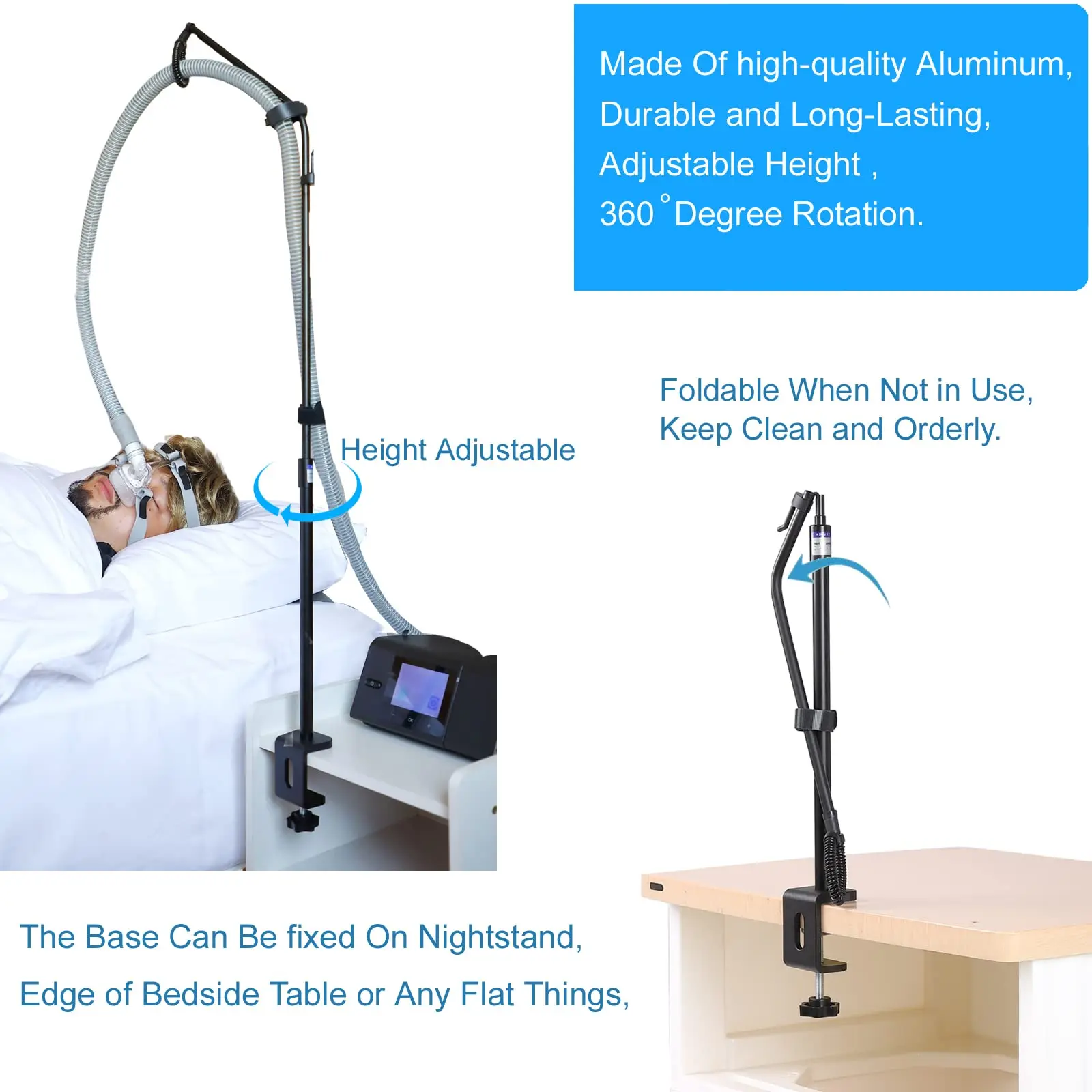 CPAP Machine Hose Holder - Hanger Lift Prevent Hose Leakage Tangle Height Adjustable help Breathing Machine Users Better Sleep