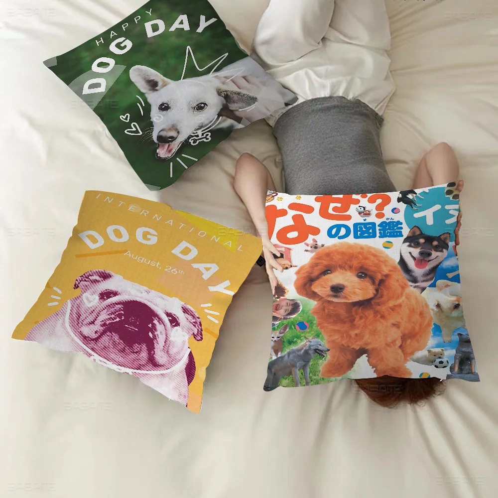 

Cute Retro DOG DAY Art Pillow Gift Home Office Decoration Pillow Bedroom Sofa Car Cushion CoverPillow Case