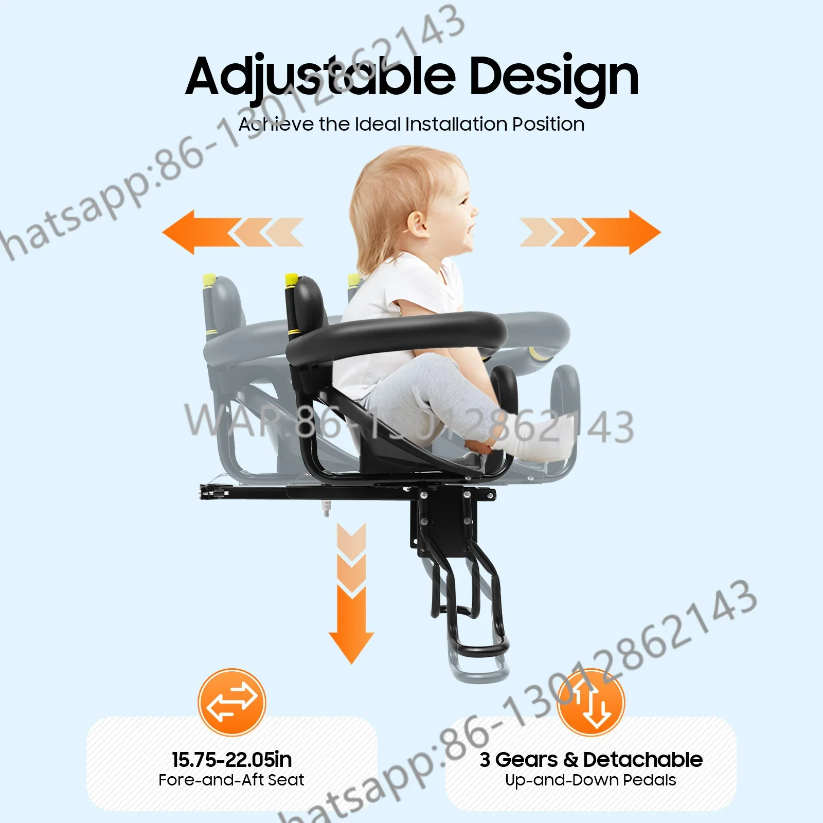 Adjustable Bicycle Child Safety Seat Front Mountain Bike Seats Bicycle Child Seat Baby Bike Seat for 1-5 Years Old