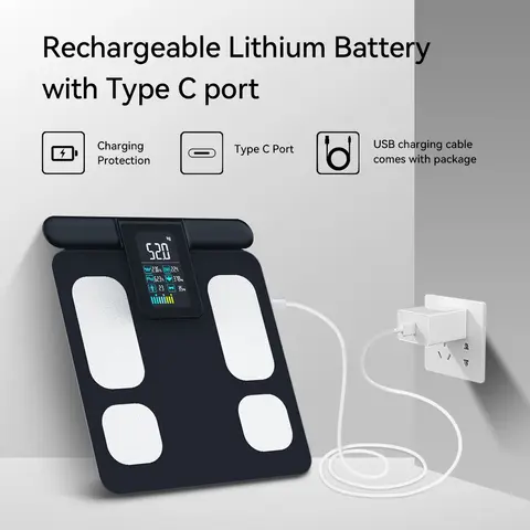 स्मार्ट स्केल FSA&HSA योग्य, शरीर के वजन और वसा, BMI, मांसपेशी द्रव्यमान, रंग TFT के लिए 8 इलेक्ट्रोड डिजिटल बाथरूम स्केल 8 best sales विद्युत तराजू - №3