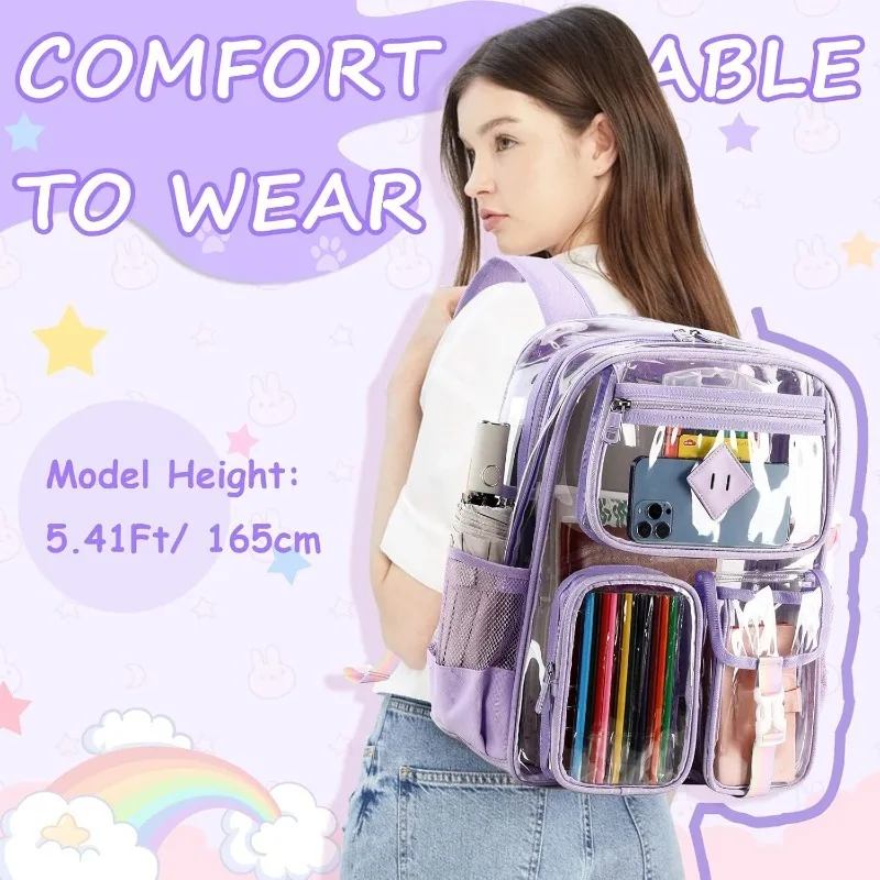 Clear Backpack for School Girls Large Capacity Waterproof School Bag Fashion Transparent PVC Backpack For Primary School Student