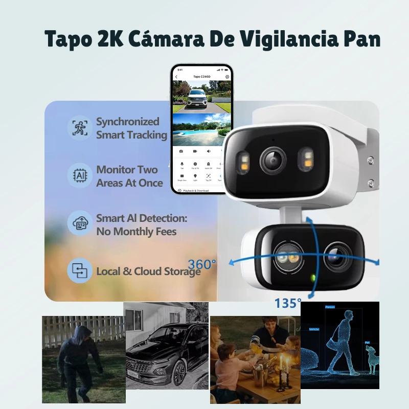 

Tapo Dual Lens Pan/Tilt Security Camera | Indoor/Outdoor 130° Wide-Angle,360° Pan,Free Person/Vehicle Detection,SD/Cloud Storage
