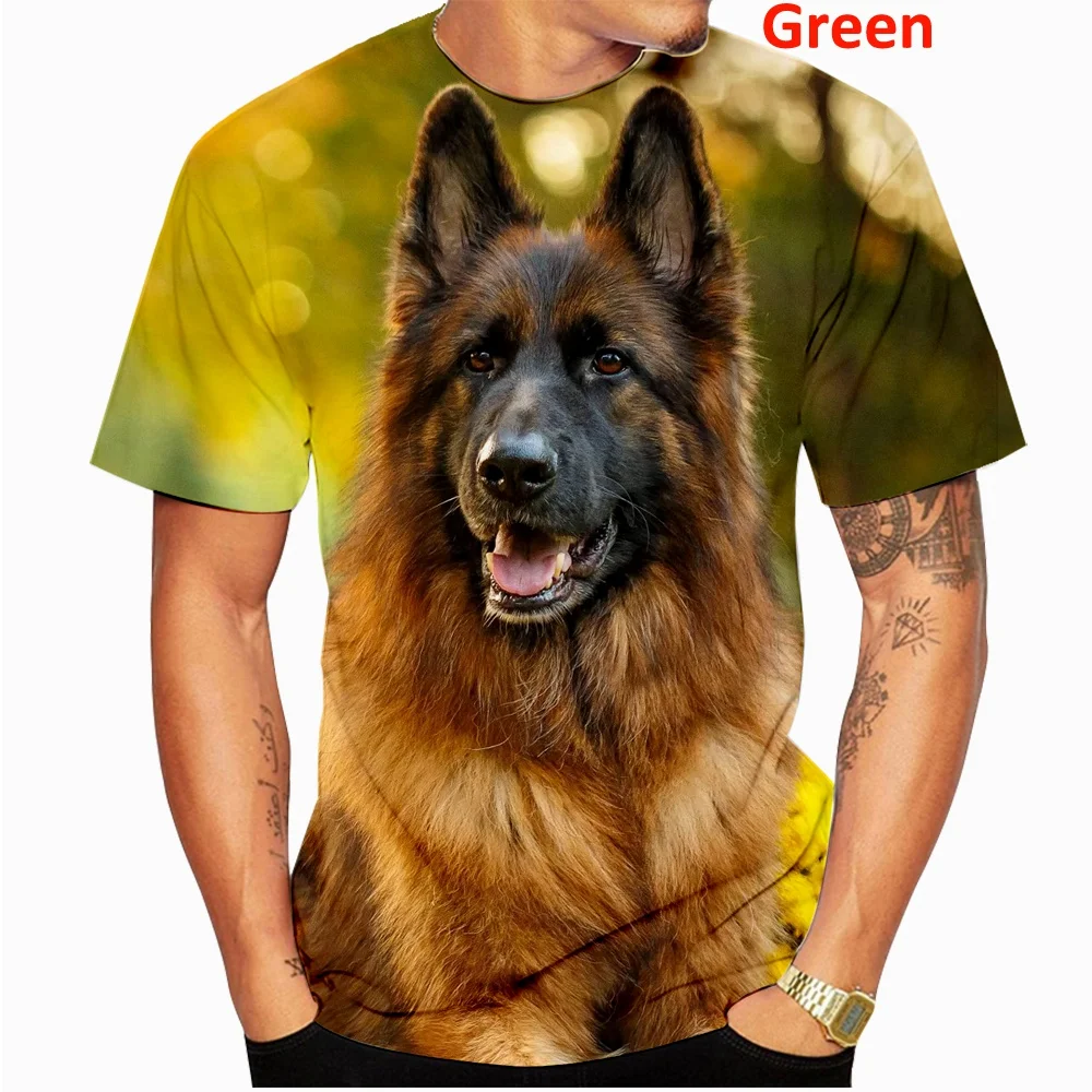 Cute 3D Dog German Shepherd Pattern Men Summer T Shirts Unisex Fitness Short Sleeve Tops Tee