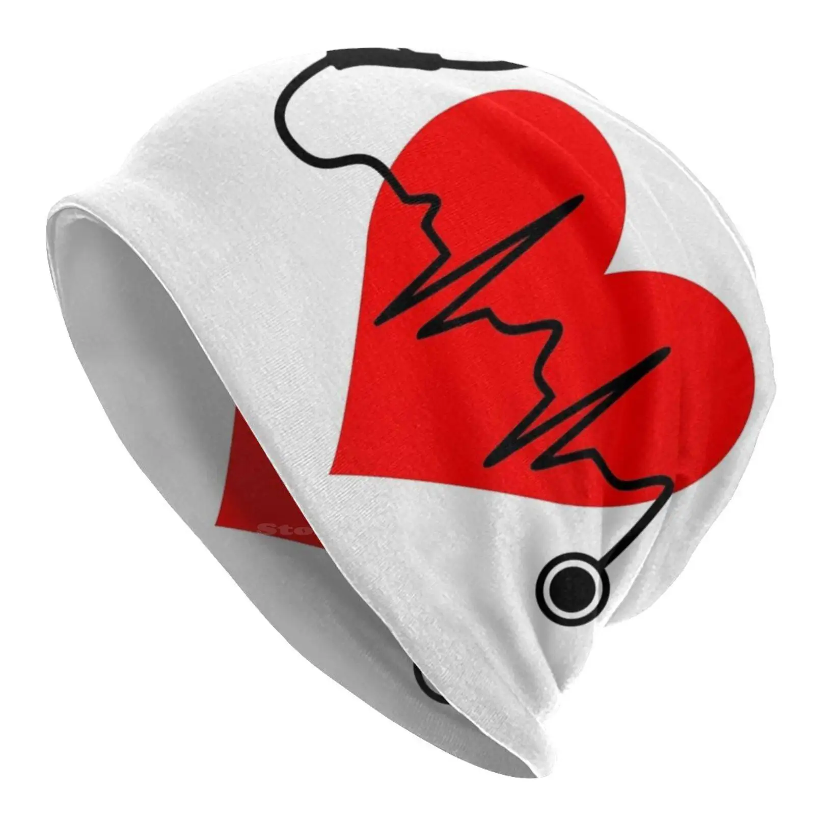 Stethoscope Heartbeat Heart Knitted Hat Warm Beanie Outdoor Caps Stethoscope Heartbeat Nurse Doctor Emt Paramedic Lpn Dr