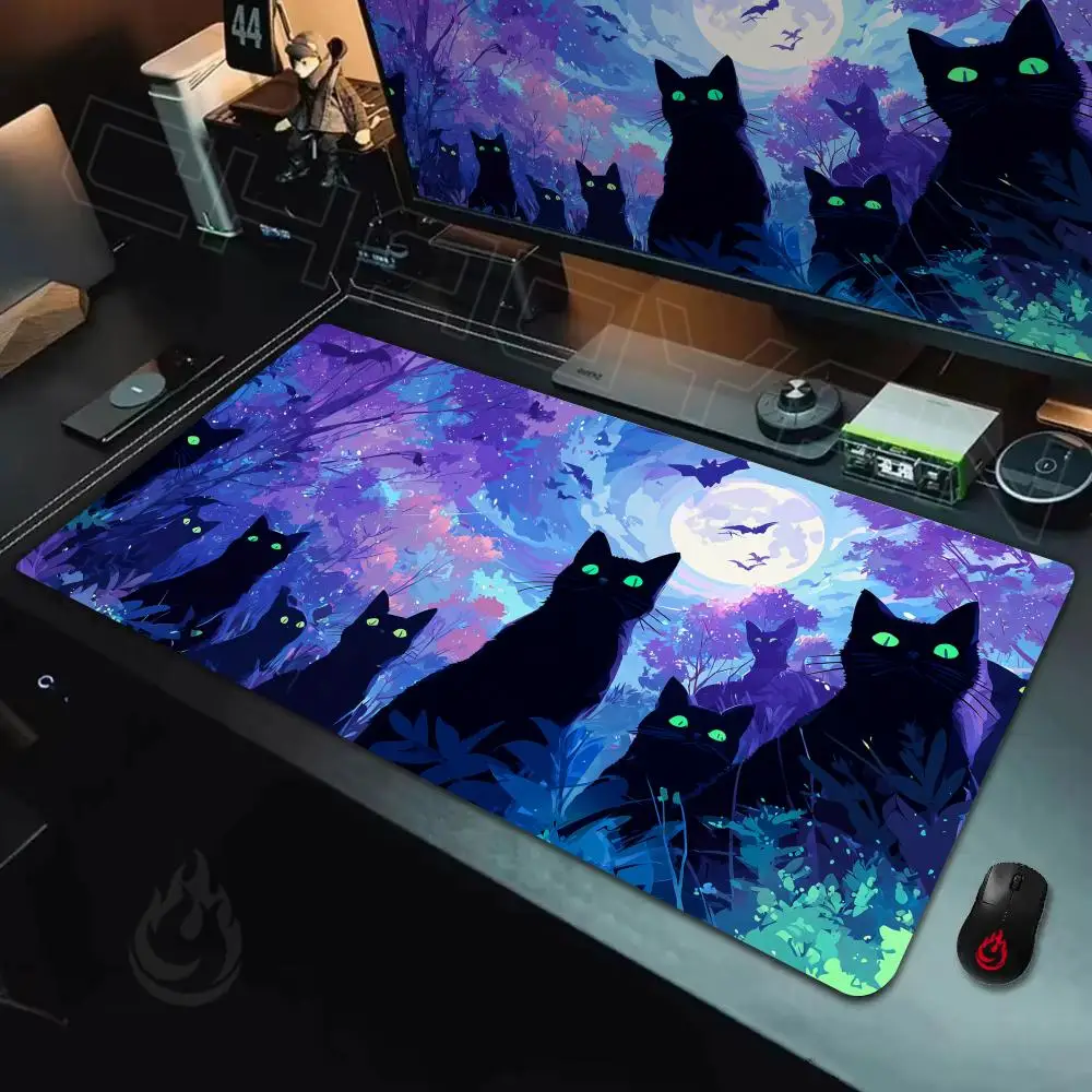 Gothic-style mysterious cats Mouse Pad Desk Mat Non-Slip Durable office mouse mat gaming mats with Stitched Edge HD printing
