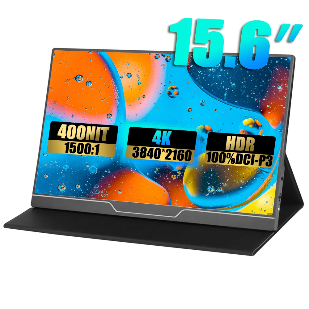 Go! 15.6 Inch 4K UHD Portable Monitor 3840*2160 IPS HDR 400 Nits Dual Speaker Gaming Display For Computer Laptop Xbox PS4/5